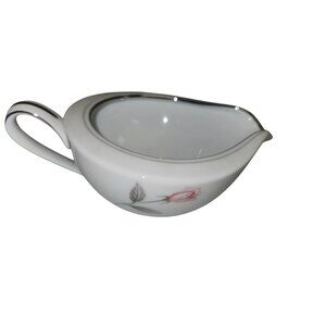 Noritake Rose China Gravy Boat With Silver Trim